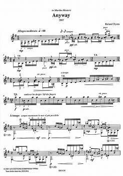Dyens, Roland: Anyway, Guitar solo sheet music sample