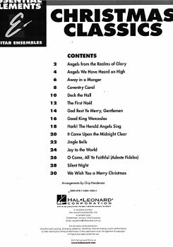 Essential Elements: Christmas Classics for 3 guitars or guitar ensemble, sheet music content