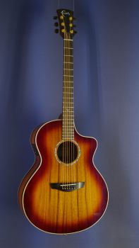 Faith Bloodmoon Neptune Cutaway Electro burst, Akustikgitarre mit Pickup und Koffer