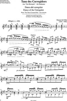 Falla, Manuel de: The Miller`s Dance & Dance of the Corregidor for guitar solo, notes sample