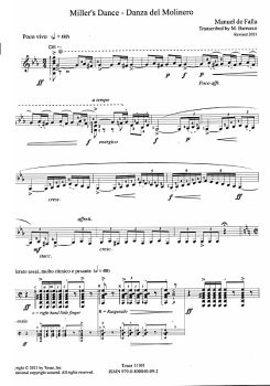 Falla; Manuel de: Three Dances from The Three-Cornered Hat bearbeitet von Manuel Barrueco für Gitarre solo, Noten Beispiel