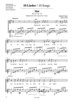 Fauré, Gabriel: 10 Songs for voice & guitar, sheet music sample