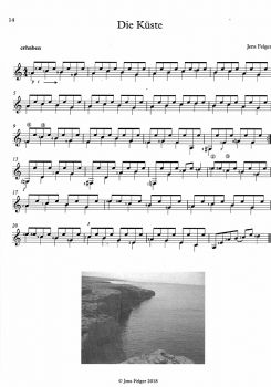 Felger, Jens: Short Stories 1, 11 pieces, a collection of folk, rock and pop for solo guitar, sheet music sample