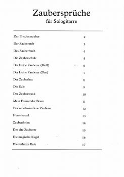 Felger, Jens: Zaubersprüche - Spells, 16 short easy pieces for solo guitar, sheet music content