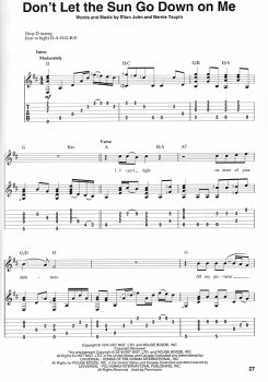 Fingerpicking Elton John, Songbook for guitar solo, standard notation and tab sample