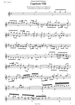 Preview: Froberger, Johann J.: Capriccio VIII, for 2 guitars, edited byTilman Hoppstock, sheet music sample guitar 1