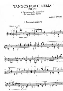 Gardel, Carlos: Tangos for Cinema für Gitarre solo, Noten Beispiel