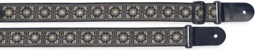 Guitar strap with brodered folk pattern, grey