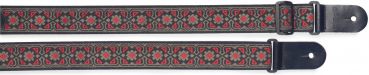 Guitar strap with brodered folk pattern, blue