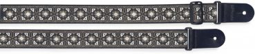 Guitar strap with brodered folk pattern, white