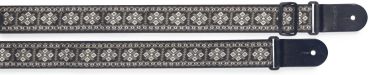 Guitar strap with brodered folk pattern - white