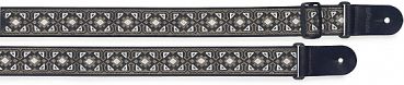 Guitar strap with brodered folk pattern, white