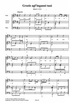 Hasse, Johann Adolph: Venetian Barcaroles for 1 high instrument, guitar and bass (voice ad lib), sheet music sample