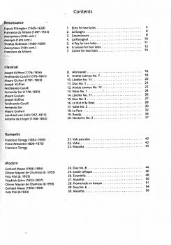 Hegel, Martin: Duets for Fun - leichte bis mittelschwere Gitarrenduos aus verschiedenen Jahrhunderten, Noten für 2 Gitarren Inhalt