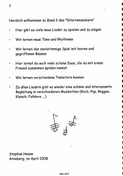 Hesse, Stephan: Gitarrenzauber Bd. 2, Kindergitarrenschule Inhalt