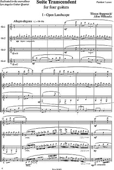 Hoppstock, Tilmann (Willcocks, Allan): Suite Transcendent für 4 Gitarren, Partitur, Noten Beispiel