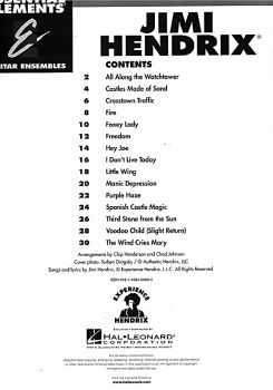 Essential Elements: Jimi Hendrix for 3 Guitars or Guitar Ensemble, sheet music  content
