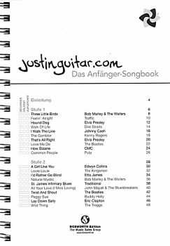 Sandercoe, Justin: Justin Guitar - Das Anfänger Songbook für Gitarre Inahlt