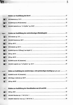 Käppel, Hubert: Die 33 wichtigsten Etüden für die Unterstufe, Gitarrenetüden, Noten Inhalt