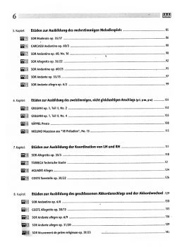 Käppel, Hubert: Die 44 wichtigsten Etüden für die Mittelstufe, Gitarrenetüden, Noten Inhalt