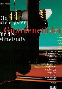 Käppel, Hubert: Die 44 wichtigsten Etüden für die Mittelstufe, Guitar Etudes, sheet music