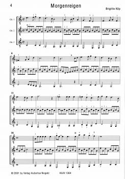 Kilp, Brigitte: Musestunden, Easy Pieces for 3 Guitars or Guitar Ensemble, sheet music sample