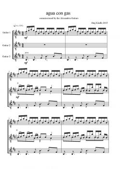 Kindle, Jürg: Agua con Gas for 3 Guitars, sheet music sample