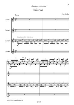 Kindle; Jürg: Bulerias for 4 Guitars or Guitar Ensemble, sheet music sample