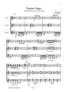 Kindle, Jürg: Virginia Tango for 3 Guitars, sheet music sample