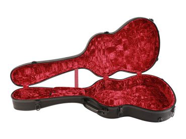 Guitar case for classical guitars, glas fibre, with synthetic leather cover black, inside