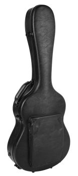 Fiberglaskoffer für Konzertgitarre, mit Kunstlederbezug schwarz, Gitarrenkoffer