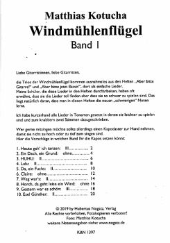 Kotucha, Matthias. Windmühlenflügel Band 1 für 3 Gitarren oder Gitarrenensemble, Noten Inhalt