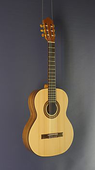 Konzertgitarre mit 63 cm kurzer Mensur - Lacuerda, Modell 63N, Gitarre mit massiver Fichtendecke und Nussbaum an Zargen und Boden