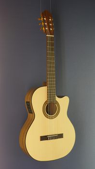 Lacuerda 65 N CUT, Konzertgitarre mit Tonabnehmer, Cutaway und massiver Fichtendecke, klassische Gitarre