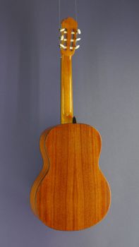 Classical Guitar Lacuerda, model chica 62, 7/8 guitar with 62 cm scale and solid cedar top, back view