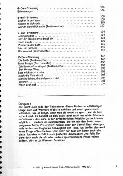 Lämmerhirt, Werner: Das Große Liederbuch für Fingerstyle Gitarre solo in Tabulatur Inhalt