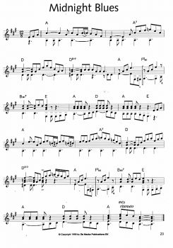 Langenberg, Jan van den: Blue Strings, easy blues pieces for guitar solo, sheet music sample