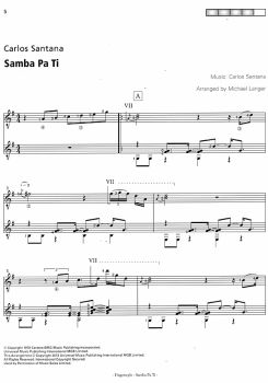 Langer, Michael / Santana, Carlos: Samba Pa Ti, für 2 Gitarren, Noten Beispiel