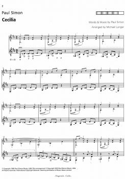 Langer, Michael / Simon, Paul: Cecilia for 2 guitars or guitar solo, sheet music sample