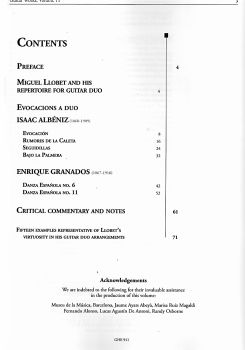 Llobet, Miguel: Guitar Works Vol. 11 - Duo Transcriptions - III, Albeniz und Granados für Gitarrenduo, Noten Inhalt