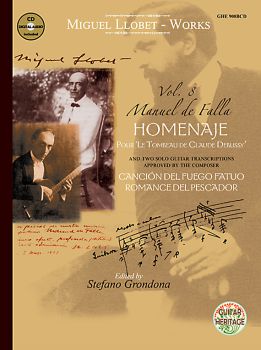 Llobet, Miguel: Guitar Works Vol. 8, Manuel de Falla - Homenaje for Guitar solo, sheet music with CD