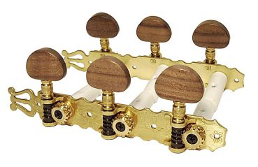 Machine Heads for classical guitar with wood-buttons