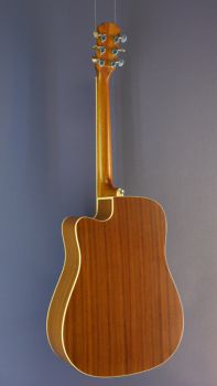 Akustikgitarre mit Tonabnehmer J.N. EZRA, Westerngitarre mit massiver Zederdecke, Dreadnought Form, sunburst, Rückseite