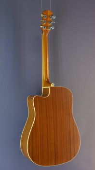 Acoustic guitar with pickup J.N. EZRA, Steel-string guitar with solid cedar top, dreadnought shape, sunburst, back view