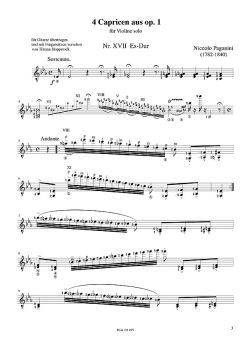 Paganini, Niccolò: 4 Capricen from op.1 for guitar solo, sheet music sample