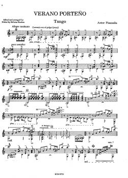 Piazzolla, Astor: 4 Pieces for guitar solo, Noten Beispiel