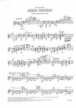 Piazzolla, Astor: Adios Nonino for guitar solo, sheet music sample