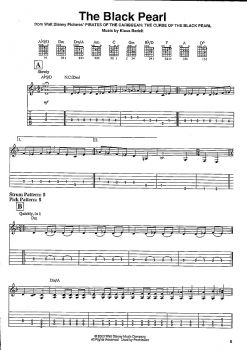 Pirates of the Carribean for easy guitar, notes and tab sample