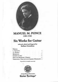 Ponce, Manuel Maria: 6 Works for Guitar solo, with CD, sheet music content