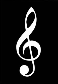 Postcard clef white on black